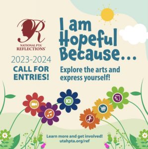 Poster that says "I am Hopeful Because..." calling for entries to the 20223-2024 Reflections contest.