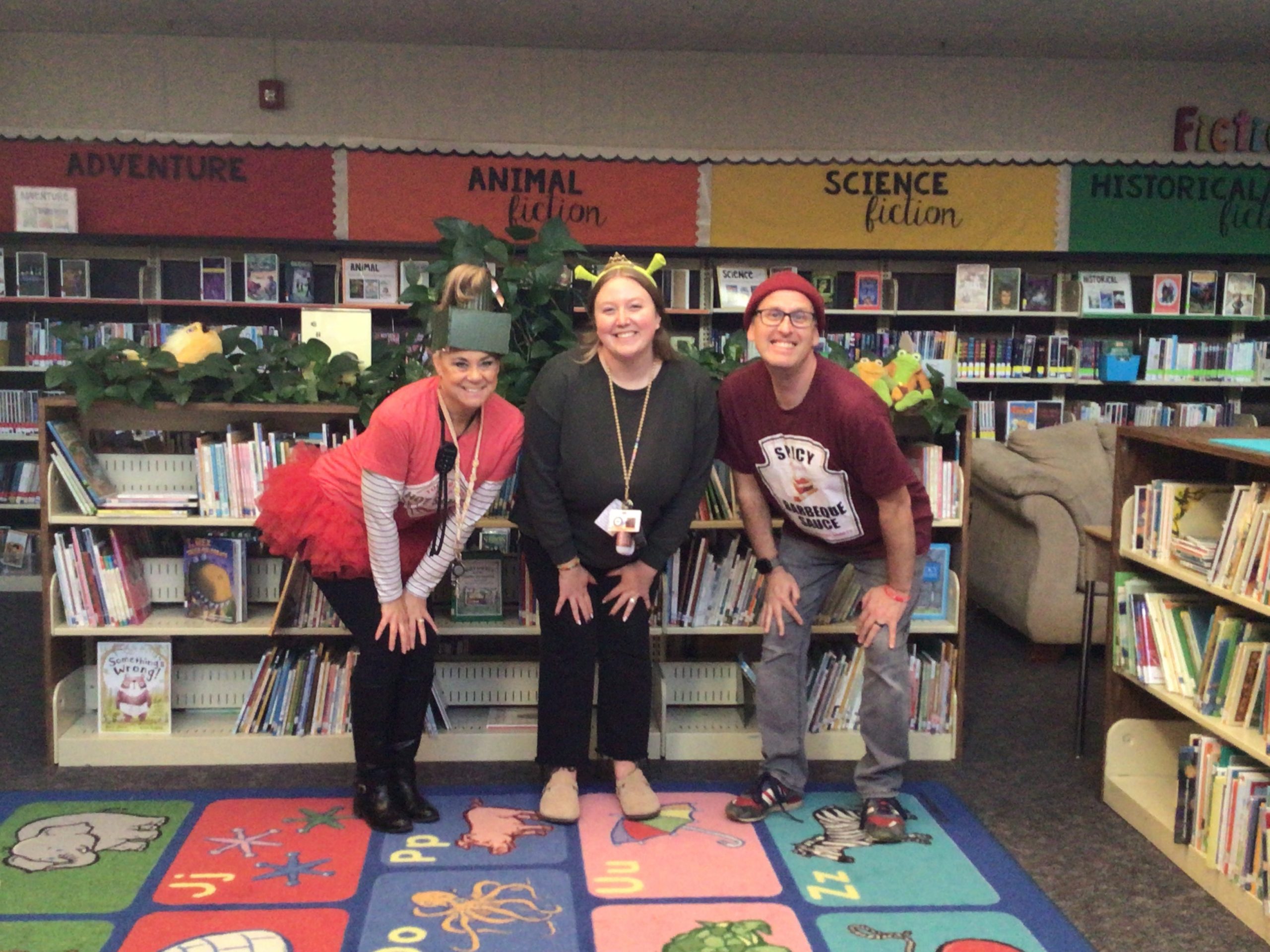 Fourth grade posing in their Halloween costumes